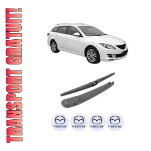 Set brat stergator spate cu lamela pentru MAZDA 6 Estate (GH) din 2007-2013, pentru spate, din cauciuc siliconat rezistent, 4 stickere auto MAZDA