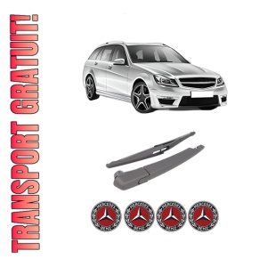 Set brat stergator spate cu lamela pentru MERCEDES-BENZ C-CLASS T-Model (S204) din 2007-2014, pentru spate, din cauciuc siliconat rezistent, 4 stickere auto MERCEDES-BENZ
