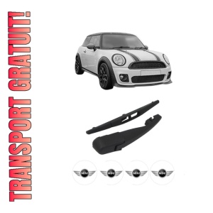 Set brat stergator spate cu lamela pentru MINI MINI CLUBMAN (F54) din 2015-2024, pentru spate, din cauciuc siliconat rezistent, 4 stickere auto MINI