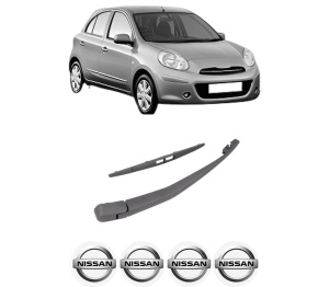Set brat stergator spate cu lamela pentru NISSAN MICRA IV (K13K, K13KK) din 2010-2015, pentru spate, din cauciuc siliconat rezistent, 4 stickere auto NISSAN v1240