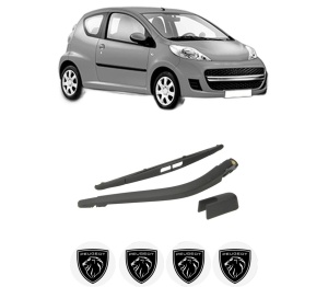 Set brat stergator spate cu lamela pentru PEUGEOT 107 (PM_, PN_) din 2005-2014, pentru spate, din cauciuc siliconat rezistent, 4 stickere auto PEUGEOT v880