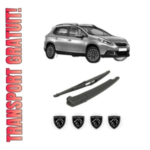 Set brat stergator spate cu lamela pentru PEUGEOT 2008 I (CU_) din 2013-2019, pentru spate, din cauciuc siliconat rezistent, 4 stickere auto PEUGEOT