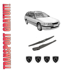 Set brat stergator spate cu lamela pentru PEUGEOT 406 Break (8E/F) din 1996-2004, pentru spate, din cauciuc siliconat rezistent, 4 stickere auto PEUGEOT