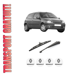 Set brat stergator spate cu lamela pentru RENAULT CLIO II (BB_, CB_) din 1998-2016, pentru spate, din cauciuc siliconat rezistent, 4 stickere auto RENAULT