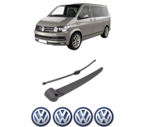 Set brat stergator spate cu lamela pentru Volkswagen MULTIVAN T5 (7HM, 7HN, 7HF, 7EF, 7EM, 7EN) din 2006-2015, pentru spate, din cauciuc siliconat rezistent, 4 stickere auto Volkswagen v210