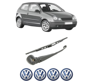 Set brat stergator spate cu lamela pentru Volkswagen POLO IV (9N_, 9A_) din 2001-2009, pentru spate, din cauciuc siliconat rezistent, 4 stickere auto Volkswagen v150
