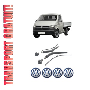 Set brat stergator spate cu lamela pentru Volkswagen TRANSPORTER T5 Platform/Chassis (7JD, 7JE, 7JL, 7JY, 7JZ, 7F din 2003-2015, pentru spate, din cauciuc siliconat rezistent, 4 stickere auto Volkswagen