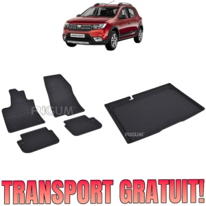 Set Covorase Auto Si Tavita Portbagaj DACIA SANDERO III din 01.2021 - 2026, caroserie hatchback, PENTRU MODELE CU PORTBAGAJ INFERIOR SI SUPERIOR INCLUSIV FARA PODEA AJUSTABILA PE INALTIME