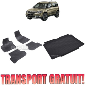 Set Covorase Auto Si Tavita Portbagaj SKODA YETI din 06.2009 - 11.2017, caroserie hatchback, PORTBAGAJ SUPERIOR, ROATA REZERVA NORMALA