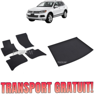 Set Covorase Auto Si Tavita Portbagaj VOLKSWAGEN TOUAREG II din 02.2010 - 03.2018, caroserie suv, 2 ZONE DE AER CONDITIONAT (FARA CLIMATIZARE SEPARATA PENTRU LOCURILE DIN SPATE)