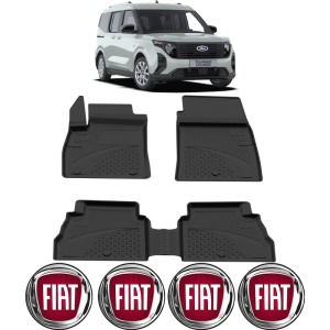 Set covorase Ford Tourneo Courier din 2024, covorase presuri tavita auto, cu tunel median intermediar din cauciuc thermoplastic, 4 Stickere auto cu Ford - Img 2