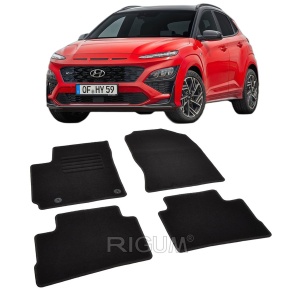 Set covorase mocheta Hyundai Kona I, 2017-2023, din mocheta, compatibile cu autoturismul Hyundai Kona I - Img 2