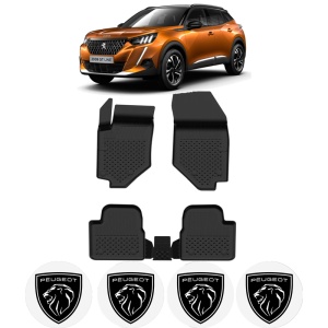 Set covorase Peugeot 2008 din 2019, covorase presuri tavita auto, cu tunel median intermediar din cauciuc thermoplastic, 4 Stickere auto cu Peugeot - Img 2