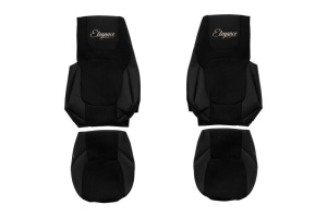 Set Huse Scaune Camion Tir DAF FH III din 2020-2024, Auto, Model ELEGANCE S, Culoare Negru, 4x Stickere auto cu DAF - Img 2