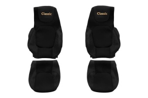 Set Huse Scaune Camion Tir DAF S-WAY din 2019-2023, Auto, Model CLASSIC, Culoare Negru, 4x Stickere auto cu DAF - Img 2