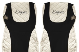 Set Huse Scaune Camion Tir DAF XF 106 din 2012-2017, Auto, Model ELEGANCE Q, Culoare Bej, 4x Stickere auto cu DAF - Img 4