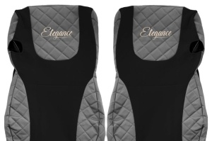 Set Huse Scaune Camion Tir DAF XF 106 din 2012-2017, Auto, Model ELEGANCE Q, Culoare Gri, 4x Stickere auto cu DAF - Img 4