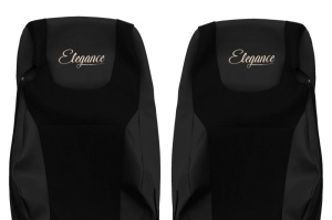 Set Huse Scaune Camion Tir DAF XF 106 din 2012-2017, Auto, Model ELEGANCE S, Culoare Negru, 4x Stickere auto cu DAF - Img 4