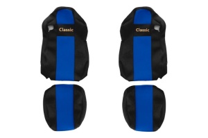 Set Huse Scaune Camion Tir Iveco FH III din 2020-2024, Auto, Model CLASSIC, Culoare Albastru, 4x Stickere auto cu Iveco