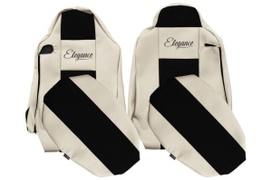 Set Huse Scaune Camion Tir MAN TGX I din 2006-2021, Auto, Model ELEGANCE S, Culoare Sampanie, 4x Stickere auto cu MAN - Img 2