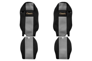 Set Huse Scaune Camion Tir MERCEDES-BENZ ACTROS MP2 / MP3 din 2002-2009, Auto, Model CLASSIC, Culoare Gri, 4x Stickere auto cu MERCEDES-BENZ - Img 2