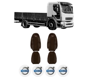Set Huse Scaune Camion Tir VOLVO FL II din 2006-2009, Auto, Model ELEGANCE Q, Culoare Maro, 4x Stickere auto cu VOLVO