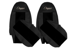 Set Huse Scaune Camion Tir VOLVO FM din 2005-2008, Auto, Model ELEGANCE S, Culoare Negru, 4x Stickere auto cu VOLVO - Img 2