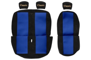 Set Huse Scaune Camion Tir VW TRANSPORTER T5 Platform/Chassis (7JD, 7JE, 7JL, 7JY, 7JZ, 7F din 2003-2015, Auto, Model CLASSIC, Culoare Rosu, 4x Stickere auto cu VW - Img 2