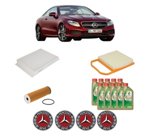 Set Pachet filtre revizie Bosch, 10 litrii ulei Castrol 0W20 MERCEDES-BENZ E-CLASS Coupe (C238) E 450 EQ Boost 4-matic (238.359) din 2020, 4x Stickere auto cu MERCEDES-BENZ - Img 2