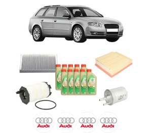 Set Pachet filtre revizie Bosch, 10 litrii ulei Castrol 5W30 AUDI A4 B7 Avant (8ED) RS4 quattro din 2005-2008, 4x Stickere auto cu AUDI - Img 2