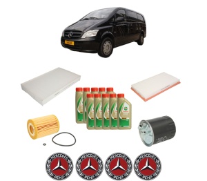 Set Pachet filtre revizie Bosch, 10 litrii ulei Castrol 5W40 MERCEDES-BENZ VITO / MIXTO Van (W639) 122 CDI (639.601, 639.603, 639.605) din 2010, 4x Stickere auto cu MERCEDES-BENZ - Img 2