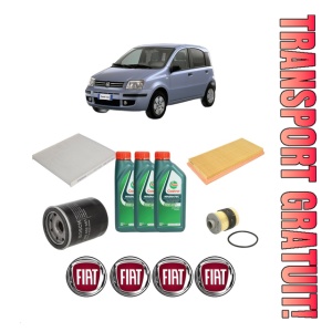 Set Pachet filtre revizie Bosch, 3 litrii ulei Castrol 10W40 FIAT PANDA (169_) 1.4 (169AXE1B) din 2006, 4x Stickere auto cu FIAT