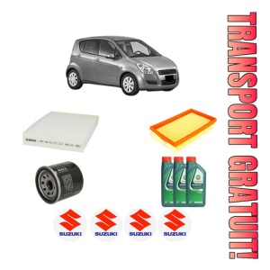 Set Pachet filtre revizie Bosch, 3 litrii ulei Castrol 10W40 SUZUKI SPLASH (EX) 1.0 (A5B310) din 2008, 4x Stickere auto cu SUZUKI