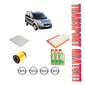 Set Pachet filtre revizie Bosch, 3 litrii ulei Castrol 5W30 OPEL COMBO Tour (X12) 1.4 CNG (C26, D26, E26, C05) din 2012, 4x Stickere auto cu OPEL