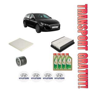 Set Pachet filtre revizie Bosch, 4 litrii ulei Castrol 0W20 HYUNDAI i30 (PDE, PD, PDEN) 1.5 din 2020, 4x Stickere auto cu HYUNDAI
