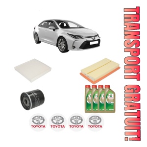 Set Pachet filtre revizie Bosch, 4 litrii ulei Castrol 0W20 TOYOTA COROLLA Hatchback (_E21_, _EA1_, _EH1_) 1.2 (NRE210) din 2019, 4x Stickere auto cu TOYOTA