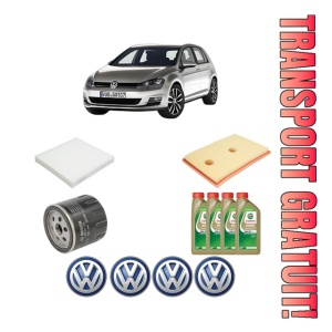 Set Pachet filtre revizie Bosch, 4 litrii ulei Castrol 0W20 Volkswagen GOLF VII Van (5G1) 1.2 TSi BlueMotion din 2012-2017, 4x Stickere auto cu Volkswagen