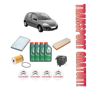 Set Pachet filtre revizie Bosch, 4 litrii ulei Castrol 10W40 CITROEN C3 I (FC_, FN_) 1.6 16V HDi din 2005-2009, 4x Stickere auto cu CITROEN