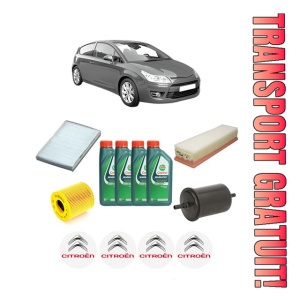 Set Pachet filtre revizie Bosch, 4 litrii ulei Castrol 10W40 CITROEN C4 Coupe (LA_) 1.4 16V din 2004-2011, 4x Stickere auto cu CITROEN