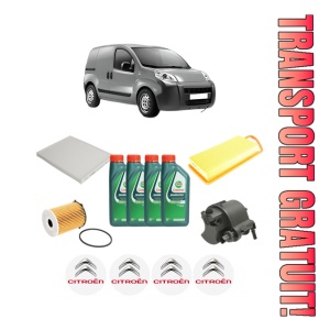 Set Pachet filtre revizie Bosch, 4 litrii ulei Castrol 10W40 CITROEN NEMO Box Body/MPV (AA_) 1.4 HDi din 2008, 4x Stickere auto cu CITROEN