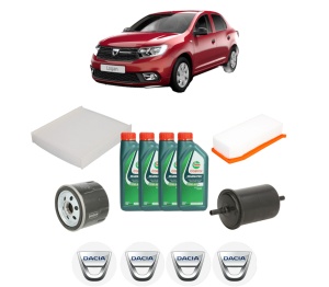 Set Pachet filtre revizie Bosch, 4 litrii ulei Castrol 10W40 DACIA LOGAN II 1.0 SCe 75 din 2017, 4x Stickere auto cu DACIA - Img 2