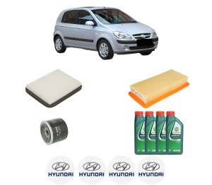 Set Pachet filtre revizie Bosch, 4 litrii ulei Castrol 10W40 HYUNDAI GETZ (TB) 1.6 din 2002-2005, 4x Stickere auto cu HYUNDAI - Img 2