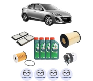 Set Pachet filtre revizie Bosch, 4 litrii ulei Castrol 10W40 MAZDA 3 Saloon (BL) 1.6 MZR CD (BL12) din 2008-2013, 4x Stickere auto cu MAZDA - Img 2