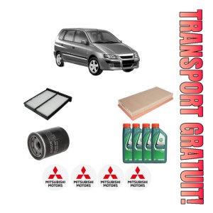 Set Pachet filtre revizie Bosch, 4 litrii ulei Castrol 10W40 MITSUBISHI SPACE STAR MPV (DG_A) 1.3 16V (DG1A) din 2000-2004, 4x Stickere auto cu MITSUBISHI