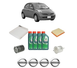 Set Pachet filtre revizie Bosch, 4 litrii ulei Castrol 10W40 NISSAN MICRA III (K12) 1.2 16V din 2003-2010, 4x Stickere auto cu NISSAN - Img 2