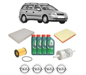 Set Pachet filtre revizie Bosch, 4 litrii ulei Castrol 10W40 OPEL ASTRA G Estate (T98) 1.2 16V (F35) din 2000-2004, 4x Stickere auto cu OPEL - Img 2