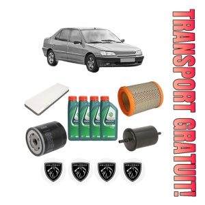 Set Pachet filtre revizie Bosch, 4 litrii ulei Castrol 10W40 PEUGEOT 306 (7B, N3, N5) 1.6 din 2000-2001, 4x Stickere auto cu PEUGEOT