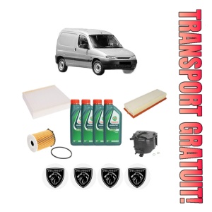 Set Pachet filtre revizie Bosch, 4 litrii ulei Castrol 10W40 PEUGEOT PARTNER Box Body/MPV (5_, G_) 1.6 HDi 90 din 2005-2015, 4x Stickere auto cu PEUGEOT