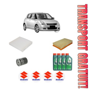 Set Pachet filtre revizie Bosch, 4 litrii ulei Castrol 10W40 SUZUKI SWIFT III (MZ, EZ) 1.5 4x4 (RS 415, ZD21S) din 2005, 4x Stickere auto cu SUZUKI