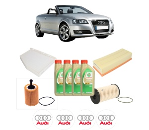 Set Pachet filtre revizie Bosch, 4 litrii ulei Castrol 5W30 AUDI A3 Convertible (8P7) 2.0 TDI din 2008-2013, 4x Stickere auto cu AUDI - Img 2